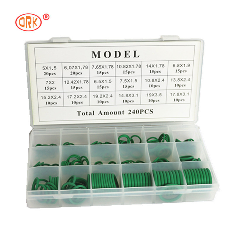 240pcs 녹색 NBR 자동차 에어컨 O-링 키트 16 크기의 다양한 크기의 밀폐
